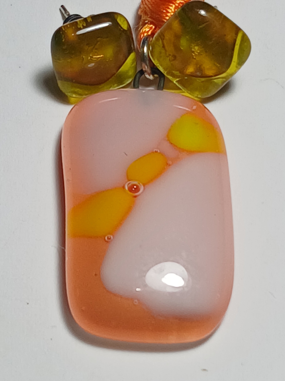 Handmade In Yucatan Mex  Glass Pendant Necklace & Earrings
